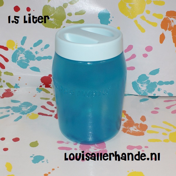 Wiegen wijsvinger optioneel Tupperware blauwe voorraadbus met schroefdop 1,5 Liter ( universal jar ) -  Louis Allerhande