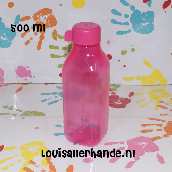 kopen haat Collega Tupperware eco fles vierkant 500ml kleur roze met draaidop - Louis  Allerhande