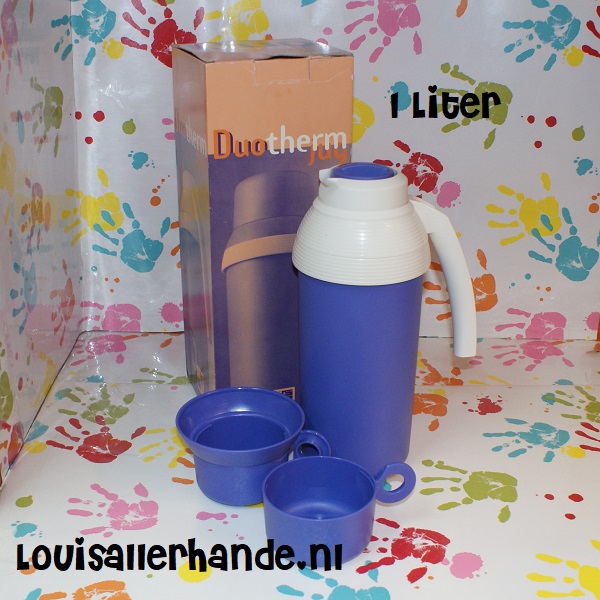 Tupperware blauwe duo (thermoskan / isoleerkan) 1 Liter met 2 bekers en - Allerhande